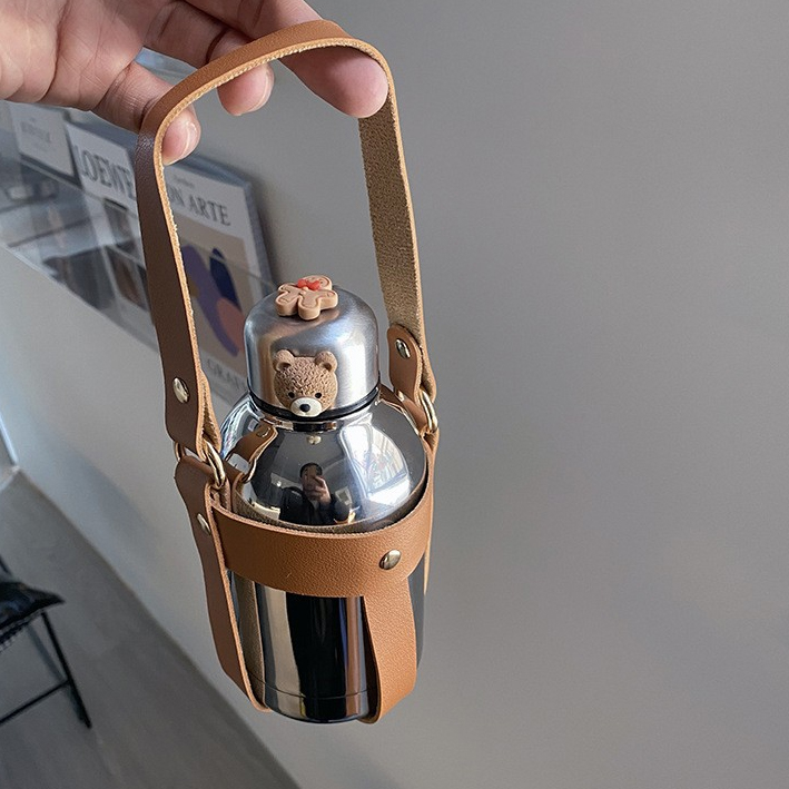 320ml Thermos ins compact stainless steel insulated cup with high appearance and cute water cup with large belly and simple shoulder strap