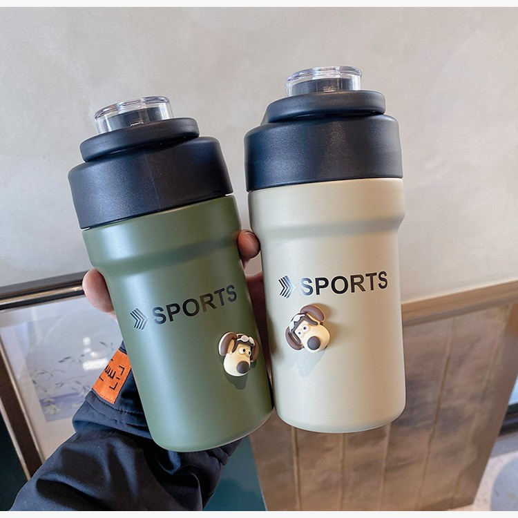 500ml Thermos High looks girls' insulated cup, men's car straw cup, portable dual drinking cup, coffee accompanying cup
