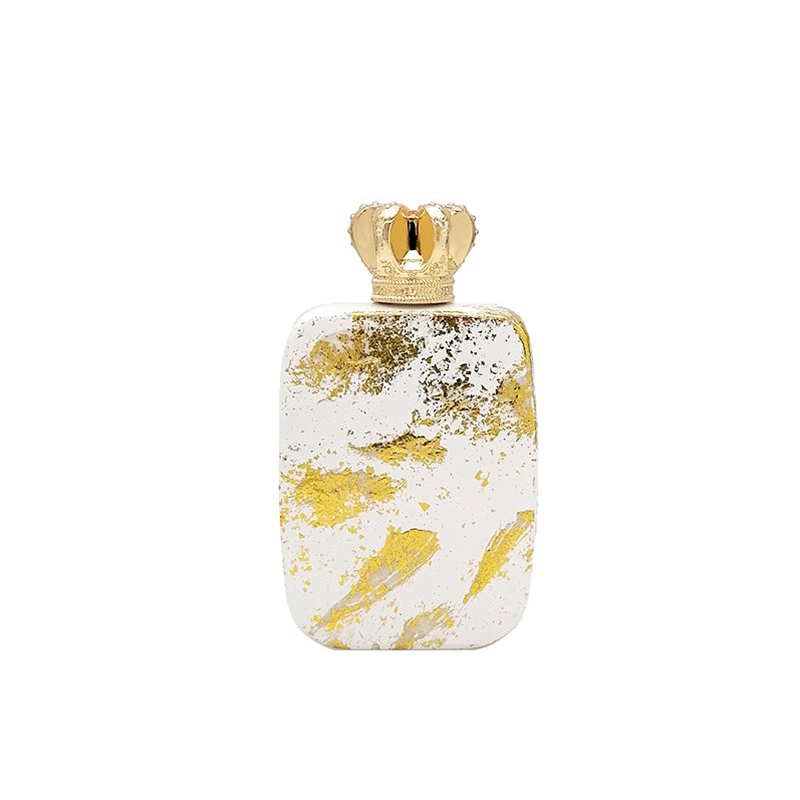 100ml high-end square empty spray perfume glass bottle Advanced color spray printing gold fragrance gift bottle