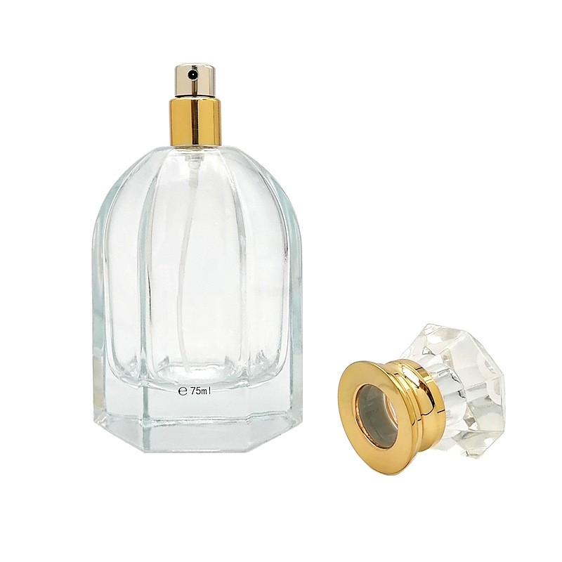 75ml customized hexagonal high-end perfume glass bottle polishing bayonet transparent spray bottle