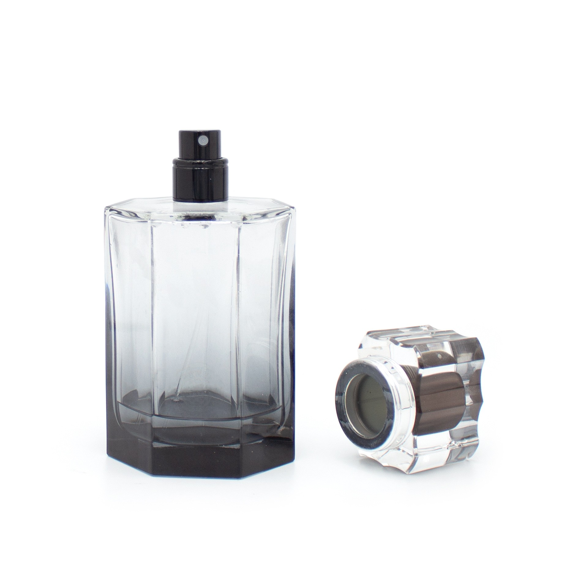 100ml customized Seven sided polygon crystal glass perfume bottle Classic gradient spray fragrance empty bottle
