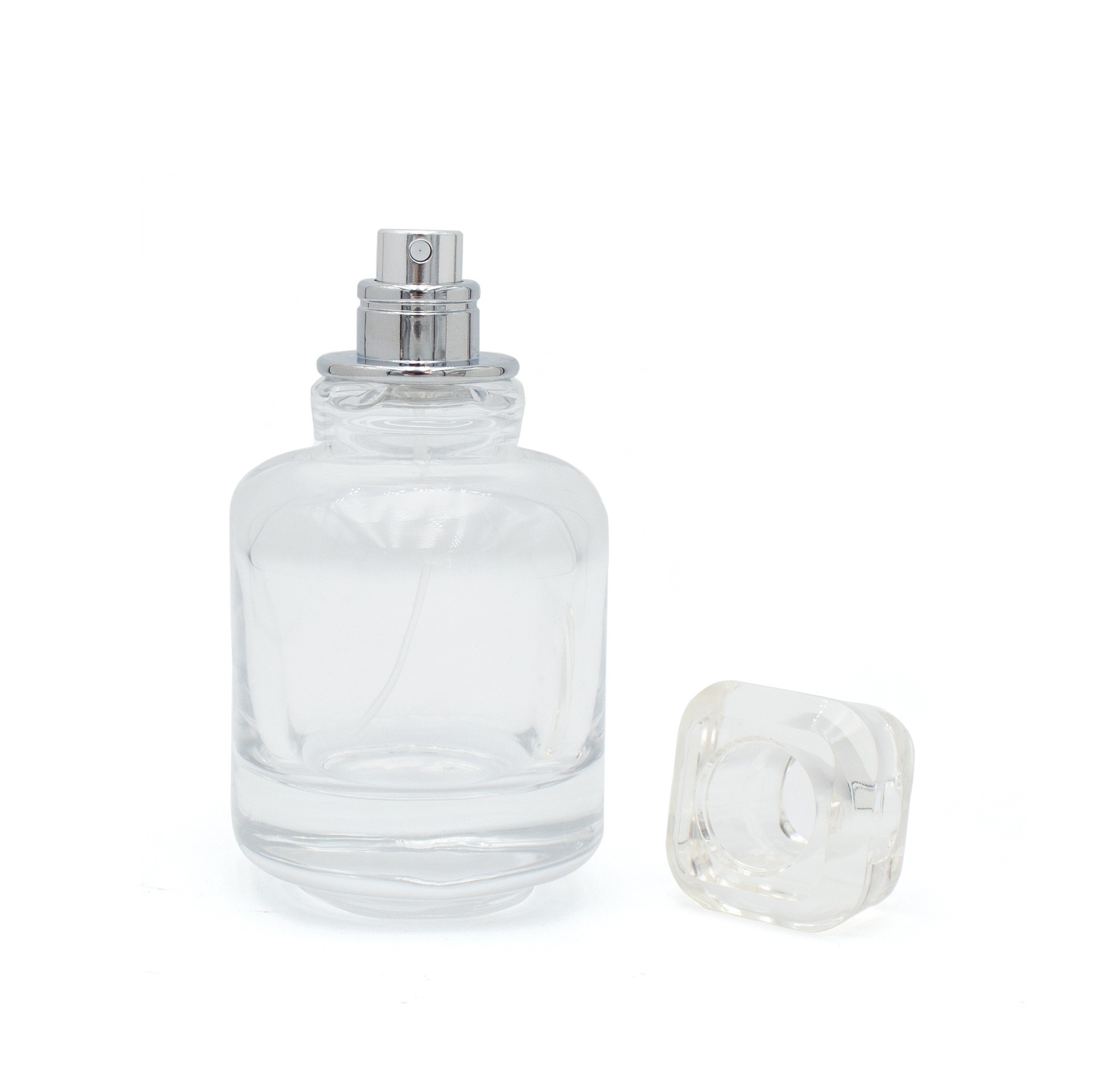 50ml customized transparent round thick bottom glass perfume bottle Exquisite fragrance spray empty bottle