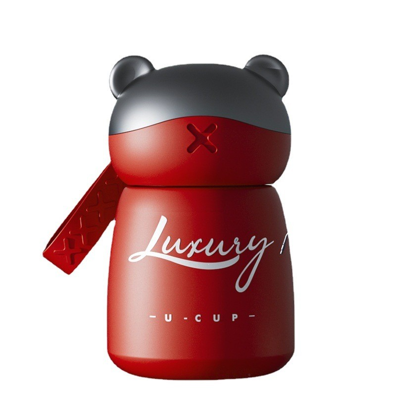 120ml Thermos Small Belly Cup Direct Drinking Cup 304 Insulated Cup Women's High Beauty Children's Student Hanging Bear Water Cup