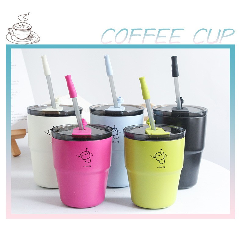 480ml 580ML Thermos Insulated cup for girls with high appearance, office coffee cup with straw, summer cooling cup, large capacity water cup