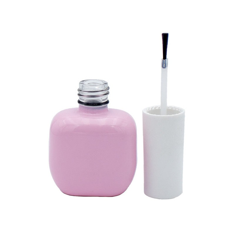 15ml customized light proof spray colored flat square cute nail polish glass bottle portable complete set of nail polish glue sub packed empty bottle