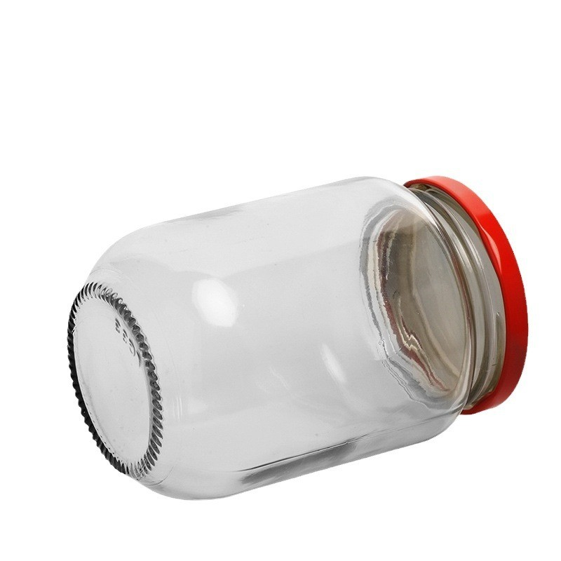 1000ml Steamable Can Bottle Empty Bottle with Lid High Temperature Resistant Fruit Yellow Peach Glass Bottle Sealed Jar Food Grade Household