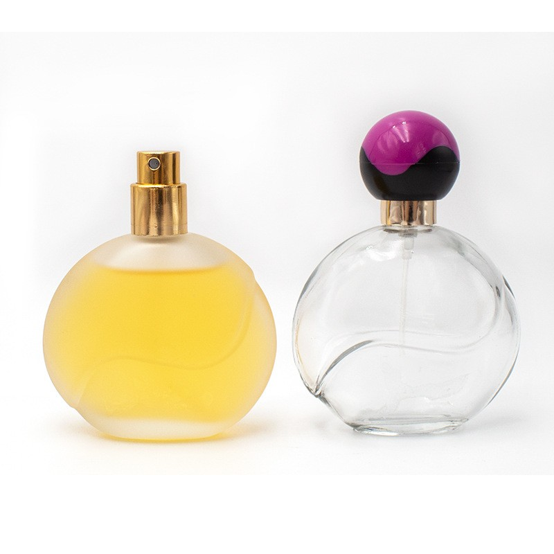 50ml frosted perfume bottle bayonet round delicate transparent press type glass bottle with lid