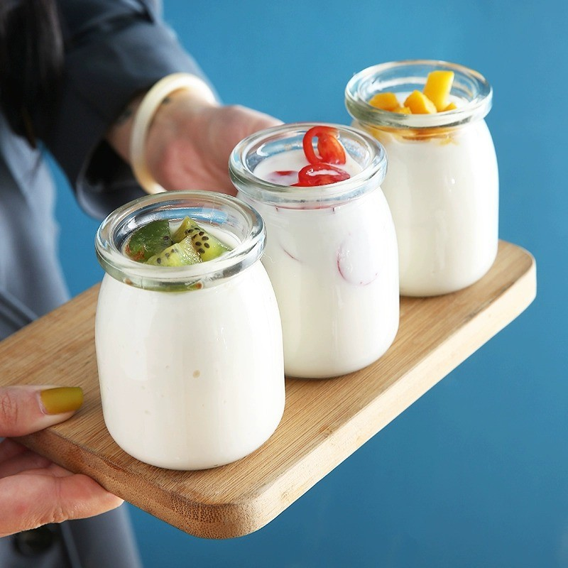 150ml glass pudding bottle yogurt cup with lid creative cute mousse jelly bottle oven high temperature resistant food grade pudding cup