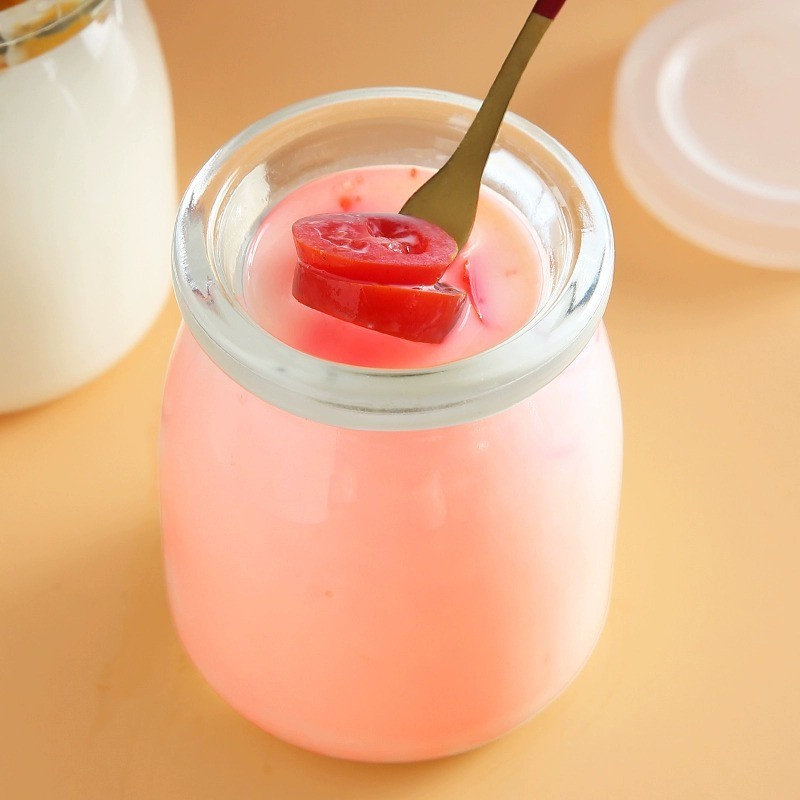 100ml customized glass pudding bottle yogurt cup with lid creative cute mousse jelly bottle oven high temperature resistant food grade pudding cup