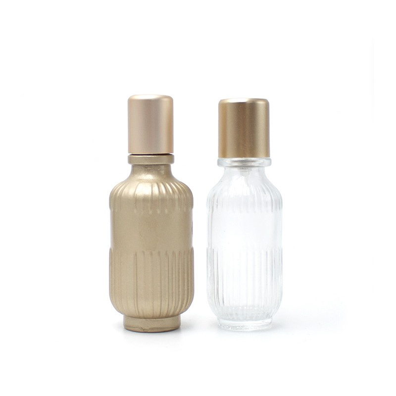 30ml color spray transparent round glass perfume bottle, delicate subpackage, press small spray cosmetic bottle