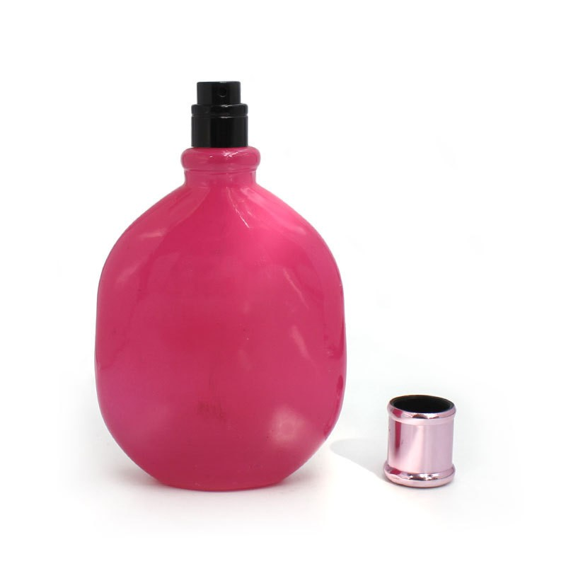 100ML customized Transparent spray color glass press spray oval perfume bottle fragrance pink bottle