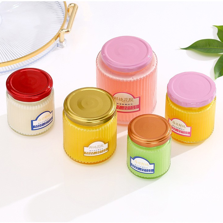 100ml wholesale small glass bottle with lid, chili beef sauce, honey lemon paste, pure handmade empty bottle, sealed jar, jam bottle, vertical pattern bird's nest bottle