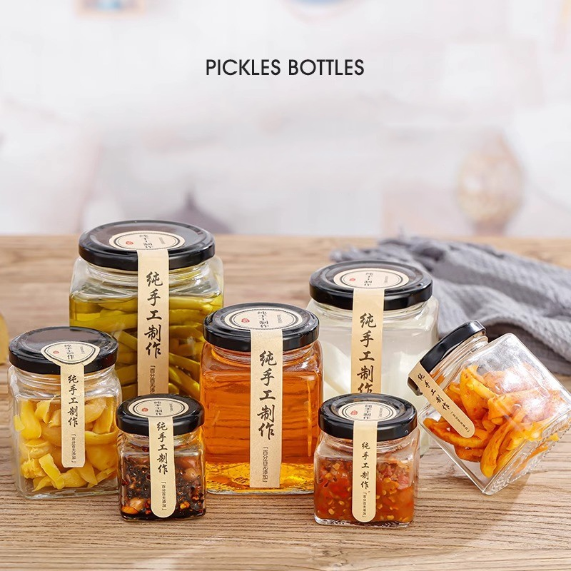 100ml wholesale Wholesale honey glass bottle sealed jar square food grade with lid jar head jam jar storage jar