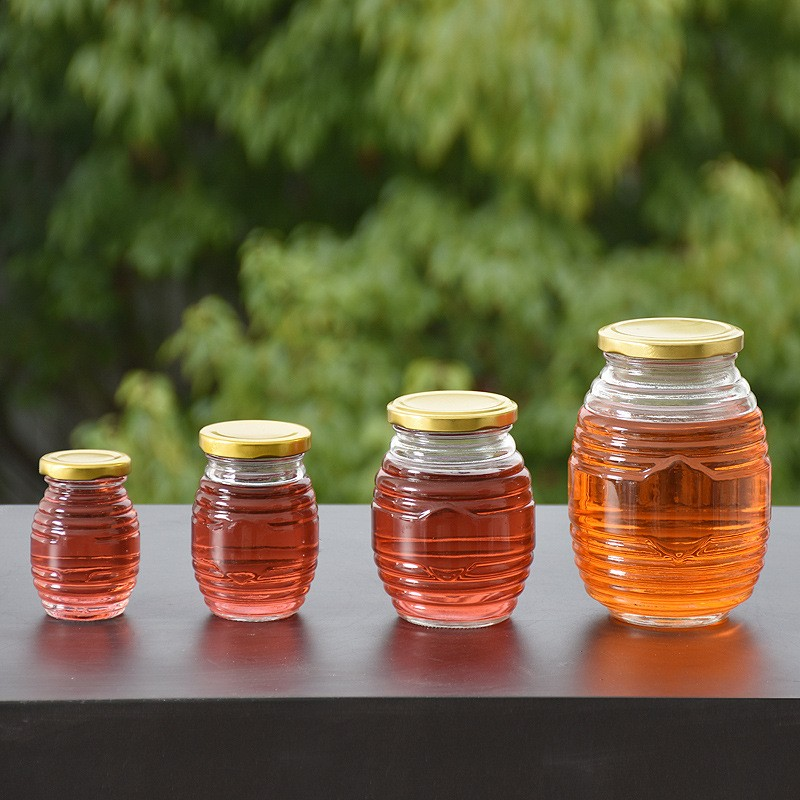 730ml Honey Bottle Transparent Sealed Empty Glass Bottle Thickened Round Jam Jar Chili Sauce Threaded Bird's Nest Bottle