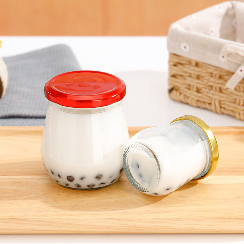 200ml  Food glass bottle, honey bottle, sealed can head bottle with lid, smooth transparent empty bottle, milk bottle