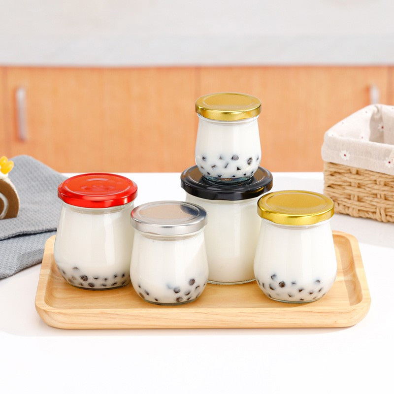 250ml  Food glass bottle, honey bottle, sealed can head bottle with lid, smooth transparent empty bottle, milk bottle