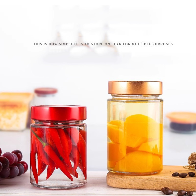 220ml 280ml Food grade straight tube honey bottle, glass bottle, can head bottle, round bottle, high lid storage tank