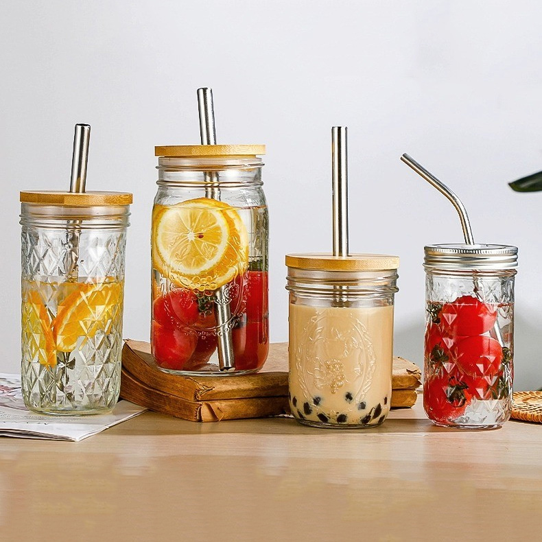 350ml  Straw glass beverage cup, juice cup, cold brew coffee, milk tea, juice beverage bottle, glass cup