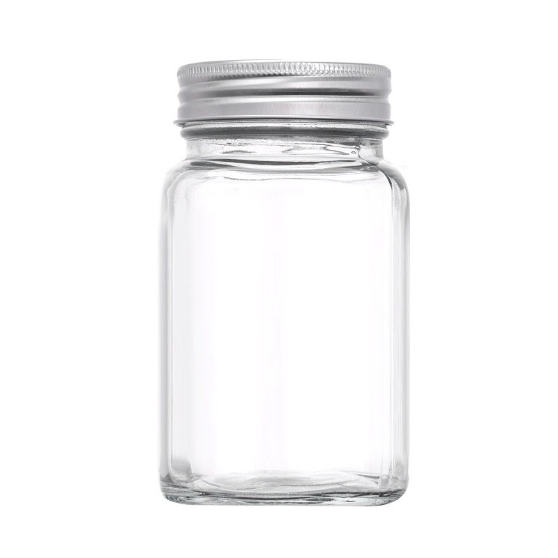 380ml customized  Wholesale customized square glass jars with lids, food grade jam sealed jars, honey canned cans