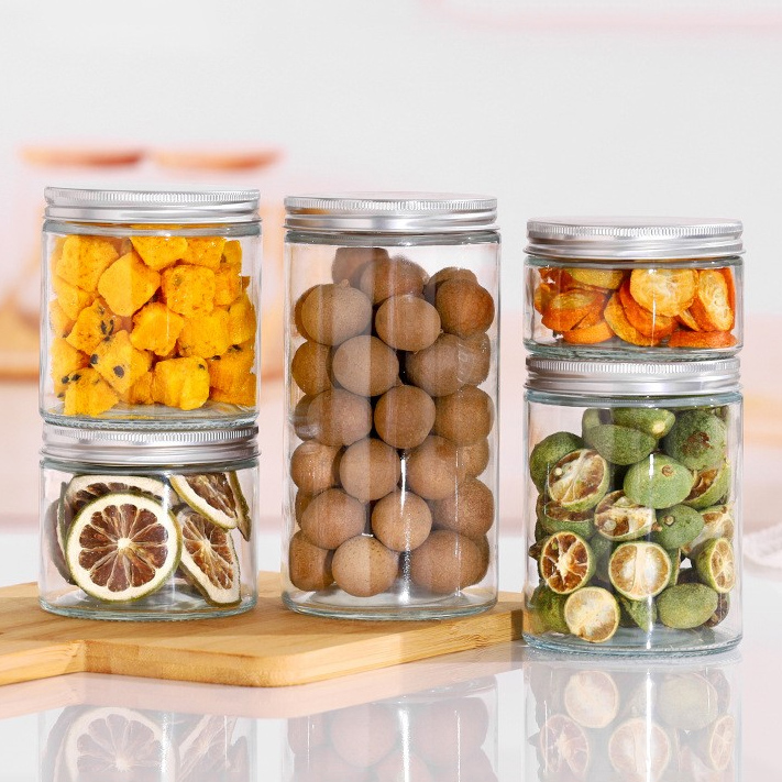 300ml Customized glass sealed jar, food grade with lid, tea and tangerine peel storage jar, grain and miscellaneous grain storage jar, storage bottle