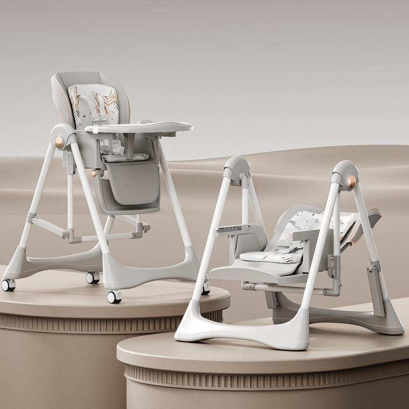Baby Dining Chair Rocking Chair 2-in-1 Child High Chair Multifunctional Foldable Adjustable Feeding Seat Swing Seating Furniture