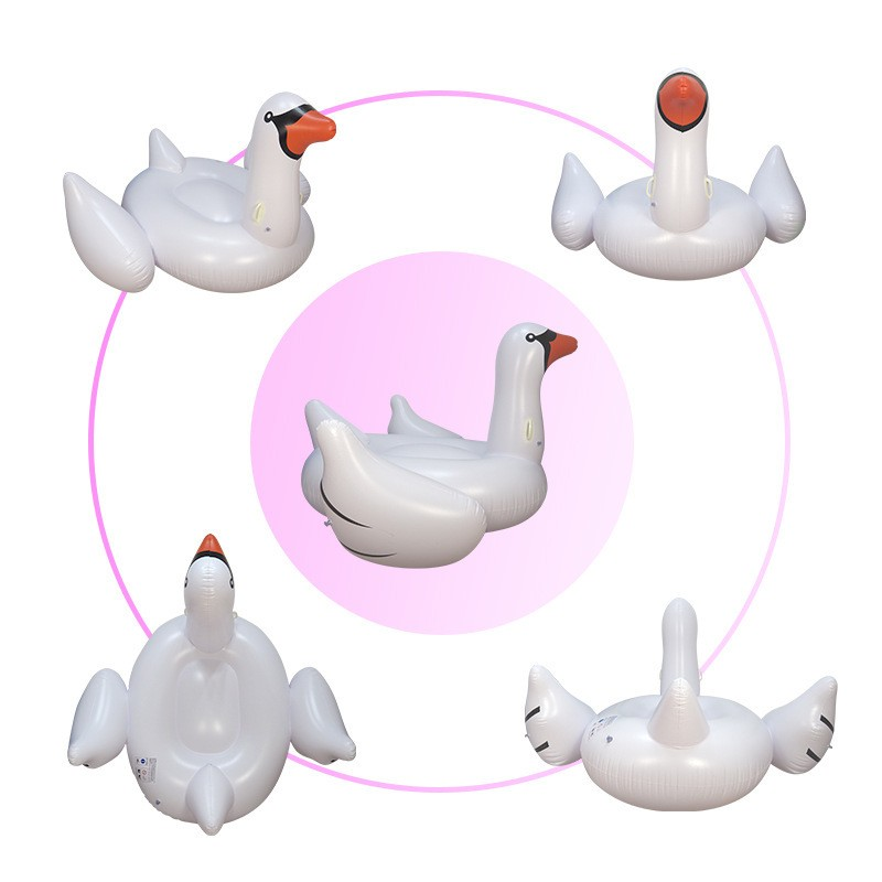 MH877 Inflatable White Goose Mount Swimming Circle Inflatable Water Floating Platoon Playful Swimming Circle Adult Water Recliner Floating Bed