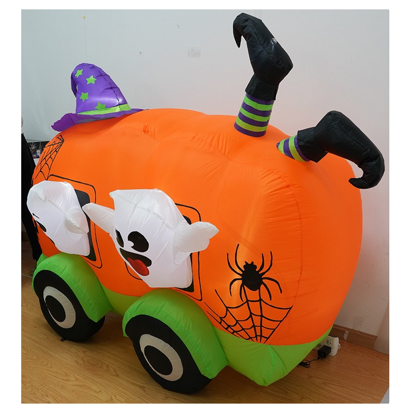 MH880 Halloween Inflatable Ghost Pumpkin Bus Air Model Cartoon Ghost Courtyard Decoration Halloween Outdoor Decoration Air Model