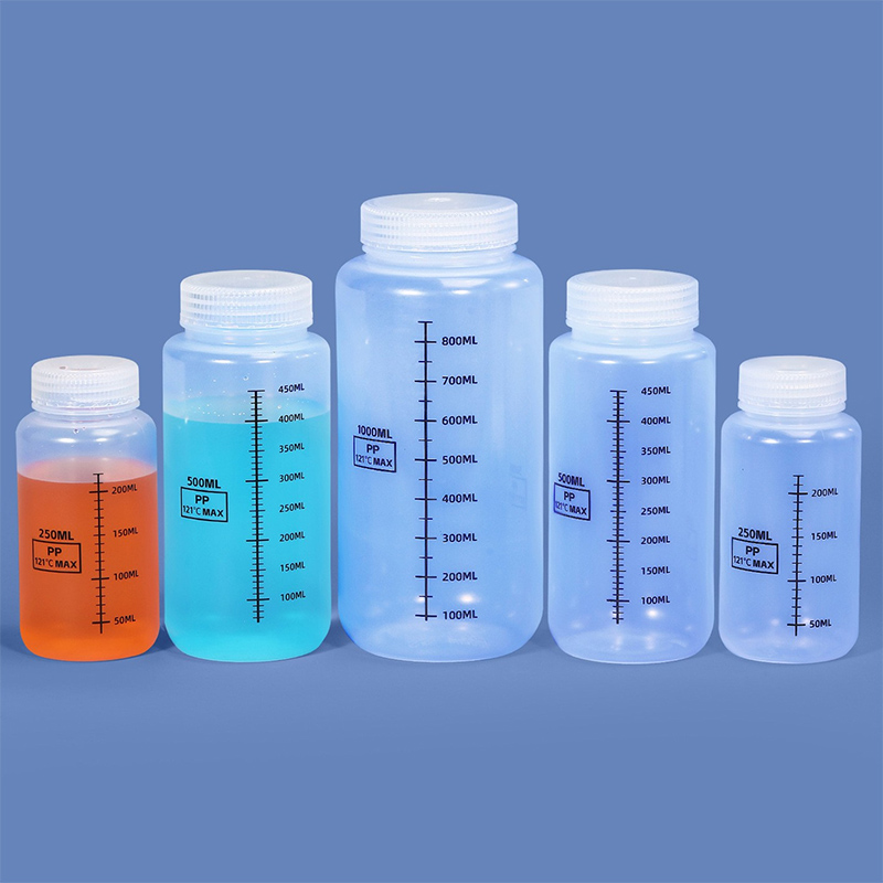 View:250ml PP plastic reagent bottle laboratory chemical sampling bottle sealed acid and alkali resistant polypropylene sample sorting bottle with scale